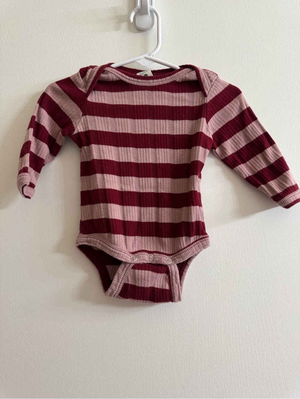 Kate Quinn Striped Long-Sleeve Baby One-Piece